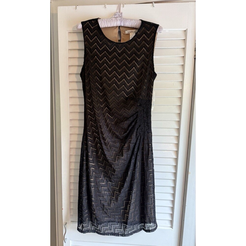 NWT Laundry by Design black & Gold Lace dress ruching 8 Great Gatsby whimsygoth